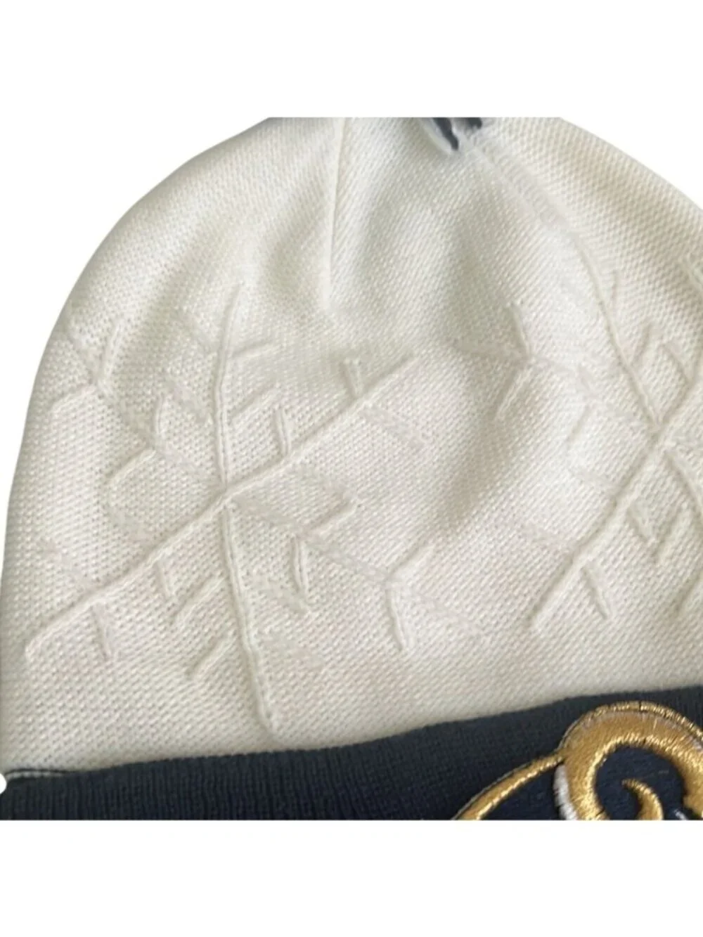 NFL Los Angeles Rams Pom Pom Snowflake Embossed Detail Beanie Hat